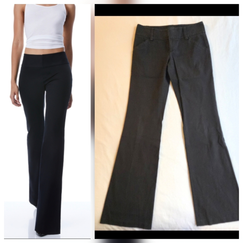 Alice + Olivia Washed Black Mid Rise Bootcut Cotton Chinos 34" Inseam